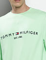 Tommy Hilfiger Men Green Graphic Print Crew Neck Sweatshirt