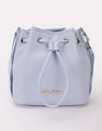 Tommy Hilfiger Solid Blue Pu Bucket Bag