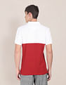 U.S. Polo Assn. Men White And Red Colour Block Cotton Polo Shirt