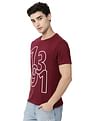 AD by Arvind Crew Neck Typographic Print Cotton T-Shirt