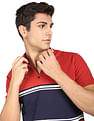 Flying Machine Mock Neck Horizontal Stripe Cotton T-Shirt