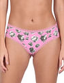 Calvin Klein Underwear Women Pink Floral Print Lace Trim Hipster Panties