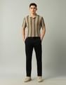 Arrow Sport Vertical Striped Pure Cotton Polo Shirt