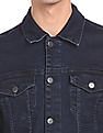 Aeropostale Men Navy Spread Collar Dark Washed Jacket