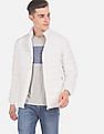 U.S. Polo Assn. Men White Stand Collar Quilted Jacket With Pouch