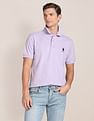 U.S. Polo Assn. Men Lavender Pure Cotton Solid Polo Shirt