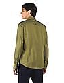 Tommy Hilfiger Men Yellow And Navy Stretch Two Tone Oxford Casual Shirt