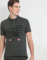 U.S. Polo Assn. Denim Co. Typographic Print Pique Polo Shirt