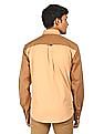 Tommy Hilfiger Men Brown Button Down Collar Color Block Shirt