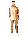 Tommy Hilfiger Men Brown Button Down Collar Color Block Shirt