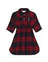 U.S. Polo Assn. Kids Spread Collar Flared Buffalo Check Dress