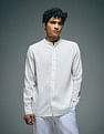 Flying Machine Vertical Striped Color Of Home Mandarin Collar Shirt