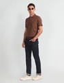 Arrow Sports Patterned Collar Solid Polo Shirt