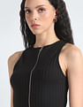 Calvin Klein Jeans Zip Up Elongated Rib Knit Dress