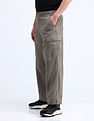 Flying Machine Mid Rise Solid Loose Fit Cargos
