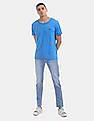 Calvin Klein Men Blue Round Neck Grindle Raw Edge T-Shirt