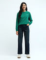 U.S. Polo Assn. Women Crew Neck Raglan Sleeve Solid Sweatshirt