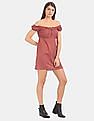 Aeropostale Women Dusty Pink Off-Shoulder Empire Waist Dress