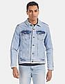 Flying Machine Striped Taping Faded Denim Jacket