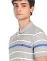 AD by Arvind Cotton Horizontal Striped Polo Shirt