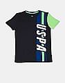 U.S. Polo Assn. Kids Boys Black Heathered Brand Logo T-Shirt