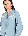 Buy Flying Machine Women Long Sleeve Embroidered Top