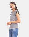 U.S. Polo Assn. Women White Cap Sleeve Striped Top