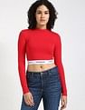 Tommy Hilfiger Regular-Fit Viscose Mock Neck Crop Top