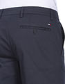 Tommy Hilfiger Men Navy Micro Check Denton Straight Fit Casual Trousers