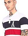 Aeropostale Men White Short Sleeve Colour Block Polo Shirt
