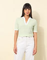 U.S. Polo Assn. Women Regular Fit Textured Polo Shirt