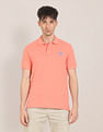 U.S. Polo Assn. Men Coral Ribbed Collar Solid Polo Shirt