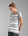 GAP Women Grey Crew Neck Logo Print T-Shirt