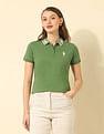 U.S. Polo Assn. Women Jacquard Collar Regular Fit Polo Shirt