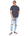 Flying Machine Short Sleeve Floral Print Cotton Shirt