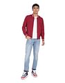 Flying Machine Solid Stand Collar Bomber Jacket