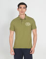 U.S. Polo Assn. Denim Co. Ribbed Collar Brand Print Polo Shirt