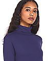 Flying Machine Women Turtleneck Solid T-Shirt