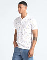 Flying Machine Geometric Print Cotton Polo Shirt