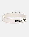 Calvin Klein Men Off White Metallic Buckle Closure Banner Leather Belt