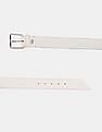 Calvin Klein Men Off White Metallic Buckle Closure Banner Leather Belt