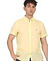 Tommy Hilfiger Men Yellow Pigment Dyed Linen Slim Fit Solid Casual Shirt