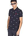 U.S. Polo Assn. Ribbed Collar Logo Print Polo Shirt