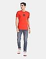 Calvin Klein Men Red Slim Fit Centre Monogram Box Print T-Shirt