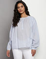 Tommy Hilfiger Cotton Voile Long Sleeve Henley Blouse