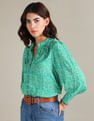 U.S. Polo Assn. Women Mandarin Collar Floral Print Shirt