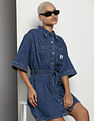 Calvin Klein Bell Sleeve Denim Shirt Dress