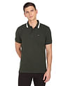 Arrow Sports Striped Collar Pique Cotton Solid Polo Shirt