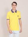 U.S. Polo Assn. Men Yellow Ribbed Collar Brand Logo Polo Shirt