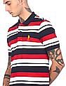 U.S. Polo Assn. Men Red and White Short Sleeve Striped Polo Shirt
